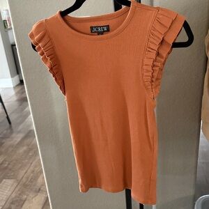J. Crew Women's Ribbed Ruffle Sleeve Top